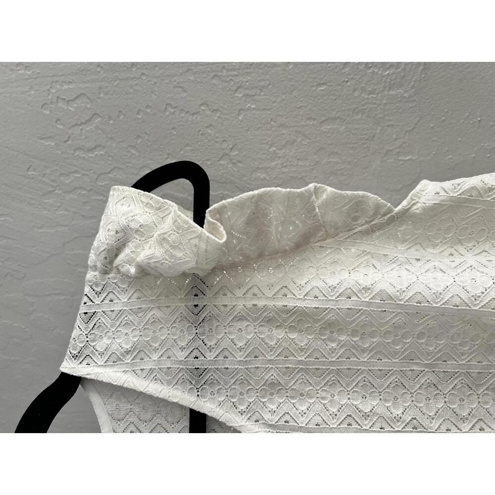 Anthropologie Pleione Women's White Lace Top with Ruffle Sleeves -  Small - Picture 4 of 5